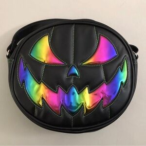 Love Pain & Stitches Pumpkin Kult Rainbow Double Faced Crossbody Purse Bag EUC🎃